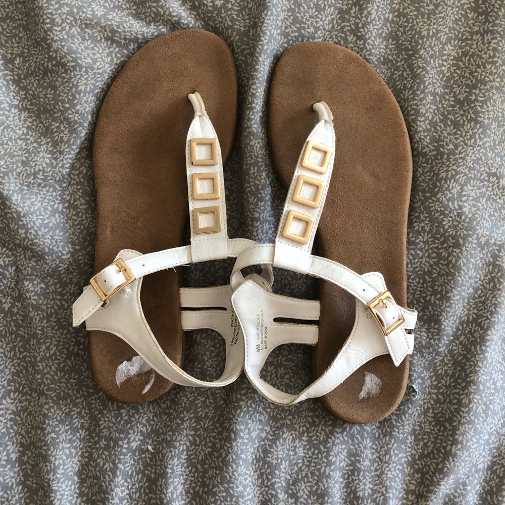 White and gold strapped sandals